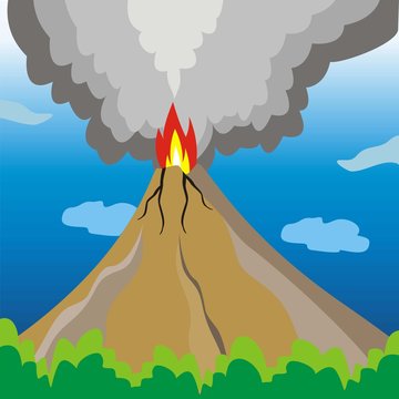 the volcano is erupting. vector illustration