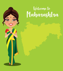 Indian lady from the state of Maharashtra, India in a traditional 9 yard saree