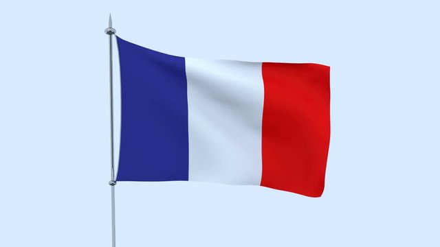 Flag of the country   Clipperton Island  flutters against the blue sky. 3D rendering