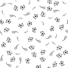 Monochrome floral seamless printable pattern