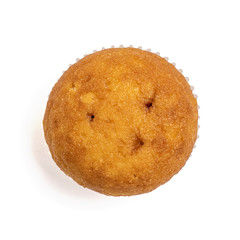 Muffin isolated on white background. Top view