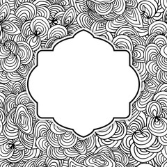 Shell monochrome mockup frame doodle pattern