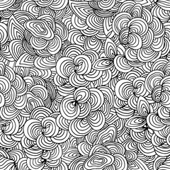 Shell monochrome seamless doodle pattern