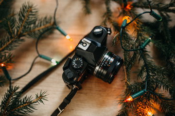 vintage retro camera christmas holidays present