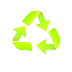 Green recycle symbol isolated at white background. 
