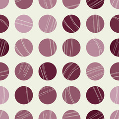 Circles with lines geometric seamless pattern in pink monochromatic shades