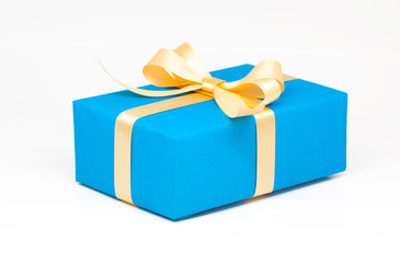 Blue gift box on isolated on white background.