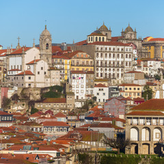 Fototapeta na wymiar Day view of the old town of Porto, Portugal.