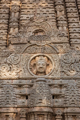 Beautiful ancient stone carving on the Bijli Mahadev Temple, Himachal Pradesh state, India