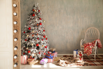 Christmas background Christmas tree new year gifts decor decoration holiday winter
