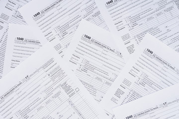 top view of background with tax forms and copy space