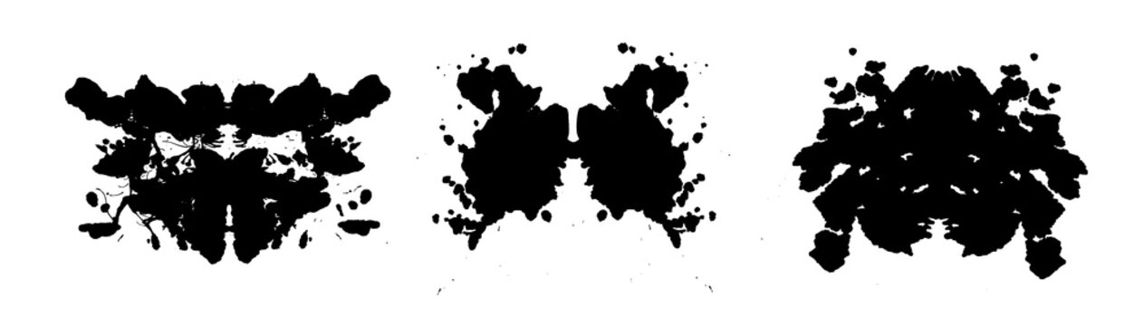 Rorschach Inkblot Test Illustration, Symmetrical Abstract Ink Stains