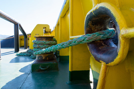 On the ship. Berthing. Mooring ropes. Tug. Navigation. Tow rope. Towing operations. Hawse. Moored vessel. Bollard