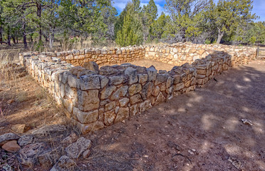Sinagua Indian ruins near Walnut Canyon Arizona. These ruins are located just outside the actual canyon. The ruins are managed by the National Park Service. No property release needed.