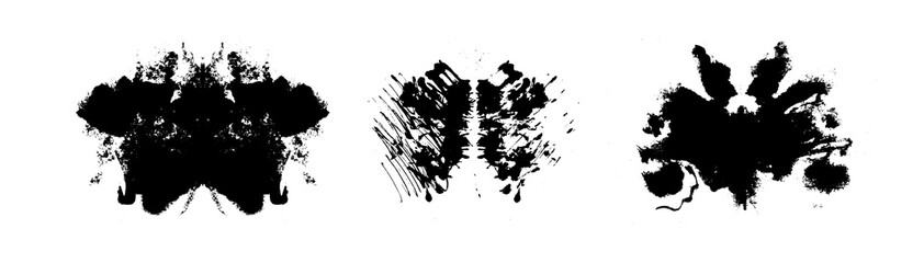 Rorschach inkblot test illustration, symmetrical abstract ink stains