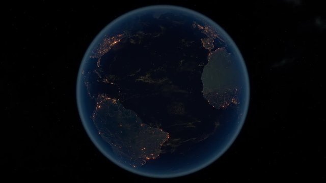 Zoom to France. The Night View of City Lights. World Zoom Into France - Planet Earth. Political Borders of European Countries: Spain, Germany, Italy, Poland. The Biggest Cities: Paris, Marseille, Lyon