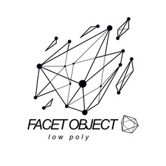 Abstract vector 3d mesh polygonal object. Communication technologies modern logotype.