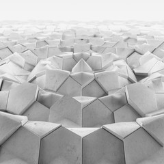 Abstract wave form hexagonal background. Grunge Polygonal Hex geometry white surface . Futuristic technology texture concept. 3d Rendering.