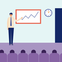 man presentation statistics daily activity