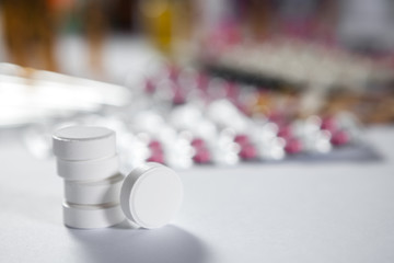 Pharmaceutical medication and medicine pills in packs