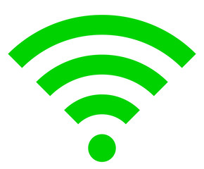 Wifi symbol icon - green simple, isolated - vector