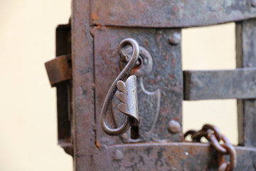 Old metal gate handle