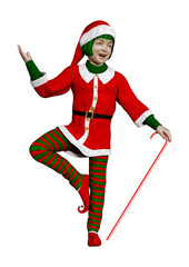 3D Rendering Christmas Elf on White