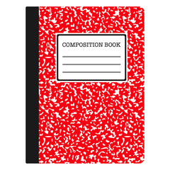 Composition Book - Red composition notebook with copy space isolated on white background