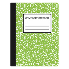Composition Book - Light green composition notebook with copy space isolated on white background
