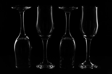 glasses on black background