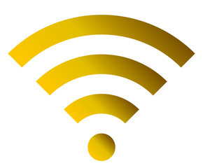 Wifi symbol icon - golden simple gradient, isolated - vector