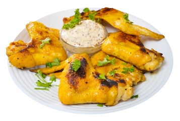 Baked chicken wings with mustard sauce