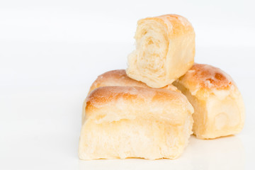 Fresh home made bread over white table