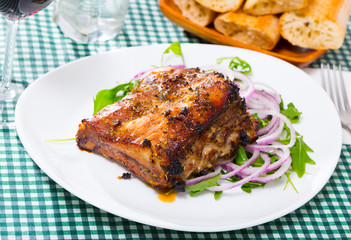 Rack of pork with greens