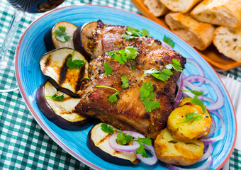 Roasted pork carre with vegetables