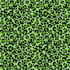Leopard Print Seamless Pattern - Leopard print design in green colors