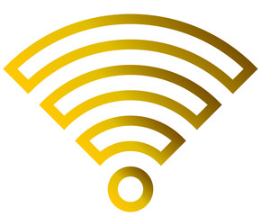 Wifi symbol icon - golden outlined gradient, isolated - vector