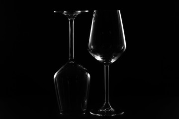 black and white wine glasses