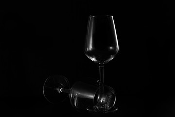 glass of wine on black background