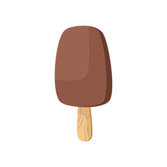 Chocolate ice cream illustration. Brown, wood stick, icy. Food concept. Vector illustration can be used for topics like confectionery, sweet shop, ice cream shop