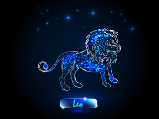 Fototapeta na wymiar Leo.Zodiac symbol on a background of the starry sky. 
