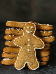 Gingerbread - little men (cookies). food background
