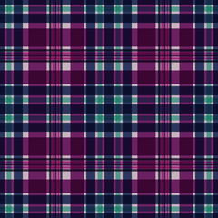Plaid Seamless Pattern - Plaid design in colors of pink, magenta, purple, aqua, and navy blue
