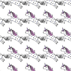 Magic unicorns seamless pattern.