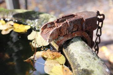 Rusty clamp on well