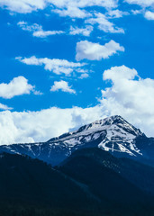 Scenic mountain high peaks with snow.