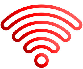 Wifi symbol icon - red outlined rounded gradient, isolated - vector