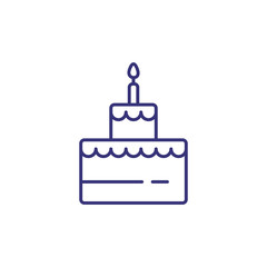 Cake line icon. Birthday pie with candles on white background. Celebration concept. Vector illustration can be used for topics like greeting, festival, birthday party
