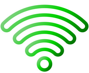 Wifi symbol icon - green outlined rounded gradient, isolated - vector