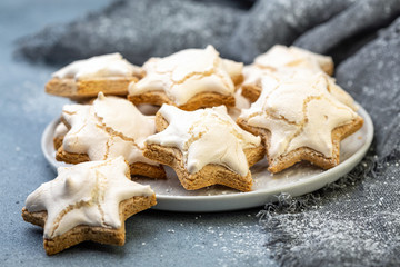Traditional German Christmas almond cookies with cinnamon.